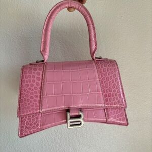 Balenciaga bag. Balenciaga Pink Hourglass croc-effect leather tote